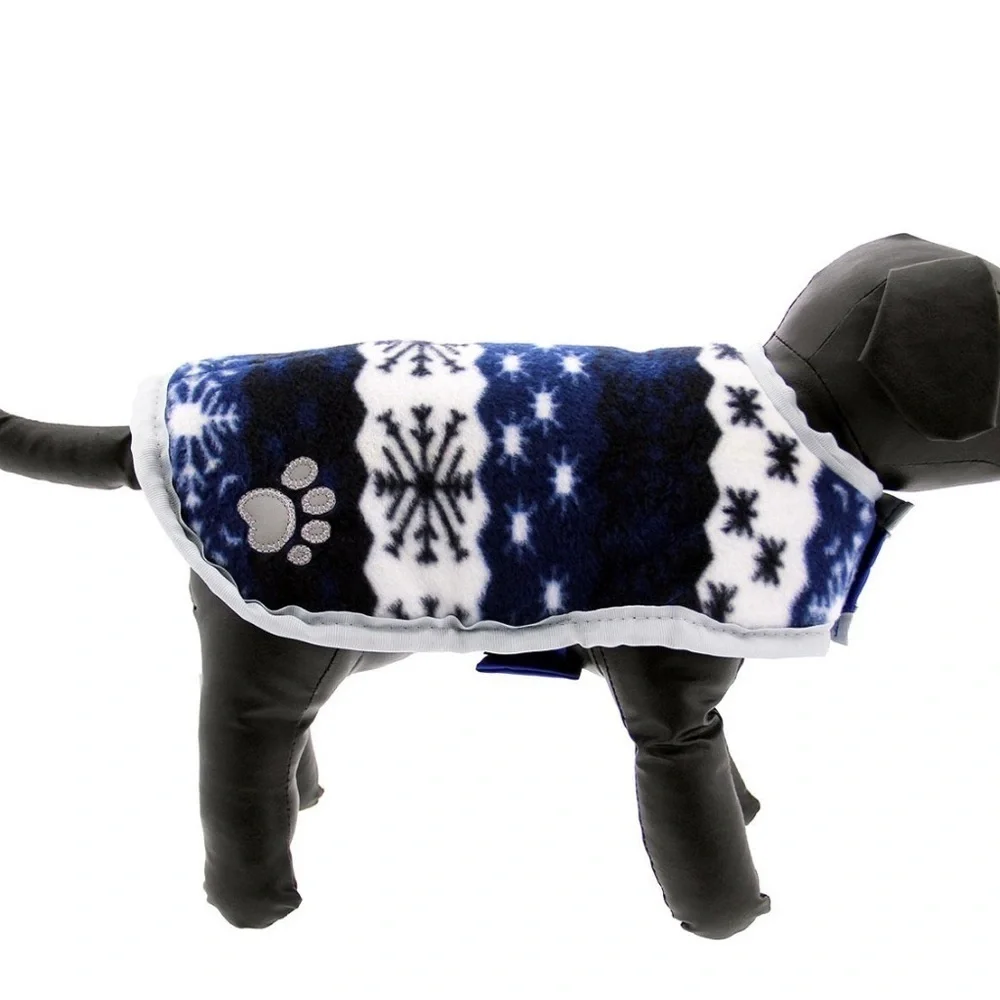 Zack & Zoey Nor’ Easter Reversible Blue Dog Blanket Raincoat Snowflake Large